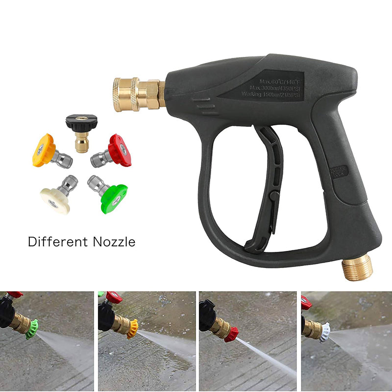 BowLift | Stainless Steel High Pressure Washer Gun 3000 PSI Max with 5 Color Quick Connect Nozzles M22 Hose Connector