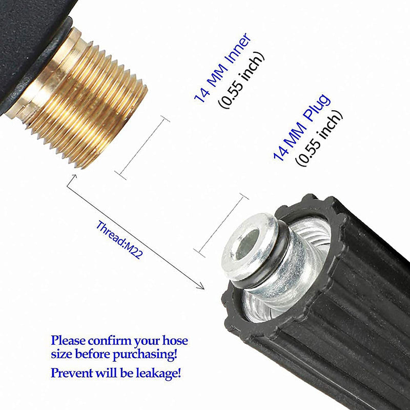 BowLift | Stainless Steel High Pressure Washer Gun 3000 PSI Max with 5 Color Quick Connect Nozzles M22 Hose Connector