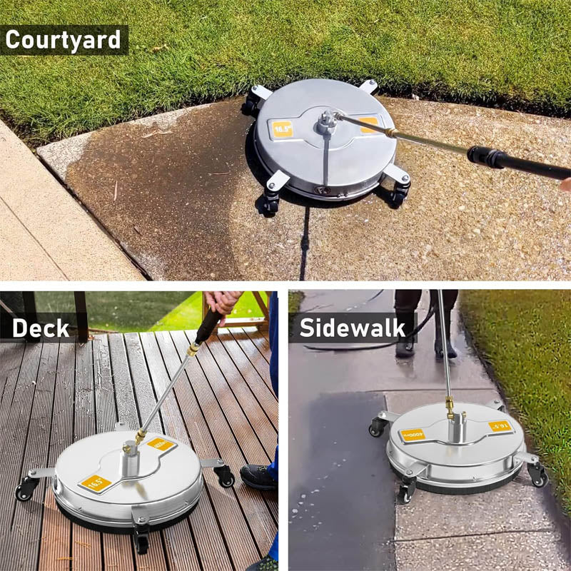 BowLift | 16.5'' Pressure Washer Surface Cleaner with  2 Extension Wand 2 Replacement Nozzles For Floor Driveway