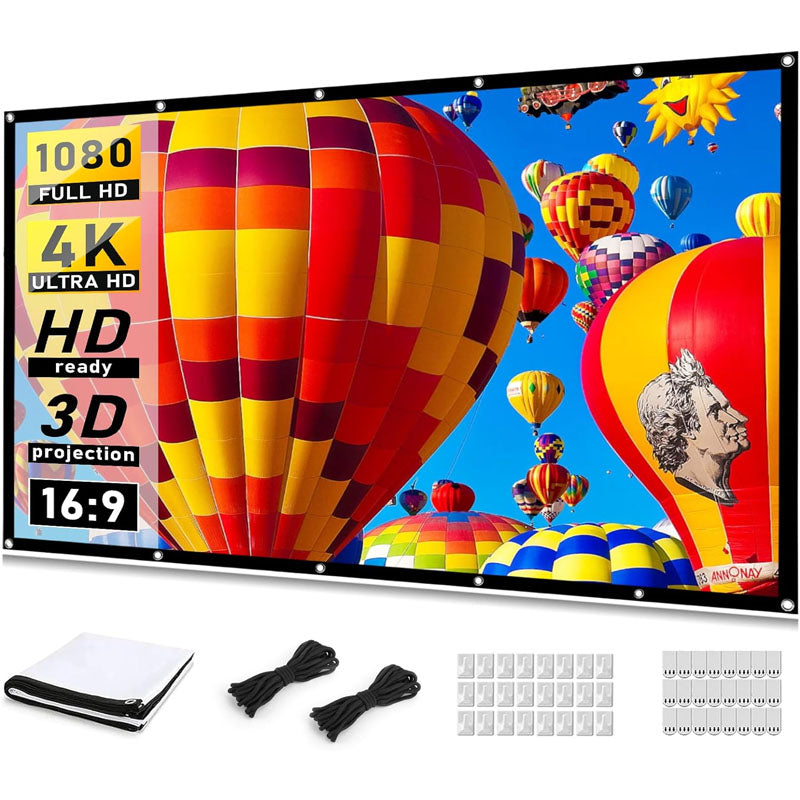 BowLift | Projector Screen 120 inch 16:9 Movie Screen Fixed Frame 3D Projector Screen  for Home, Party, Office, Classroom