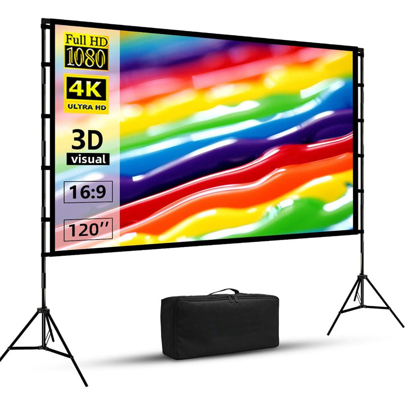 BowLift | 120 inch Projector Screens with Stand 16:9 4K 1080 HD Outdoor Movie Screen with Carry Bag