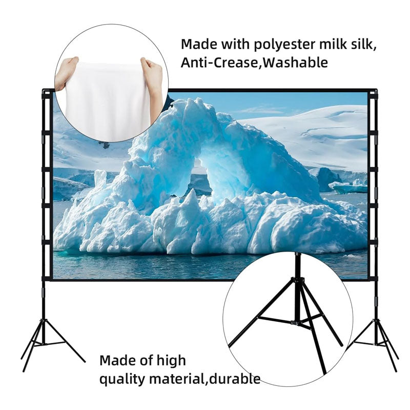 BowLift | 120 inch Projector Screens with Stand 16:9 4K 1080 HD Outdoor Movie Screen with Carry Bag