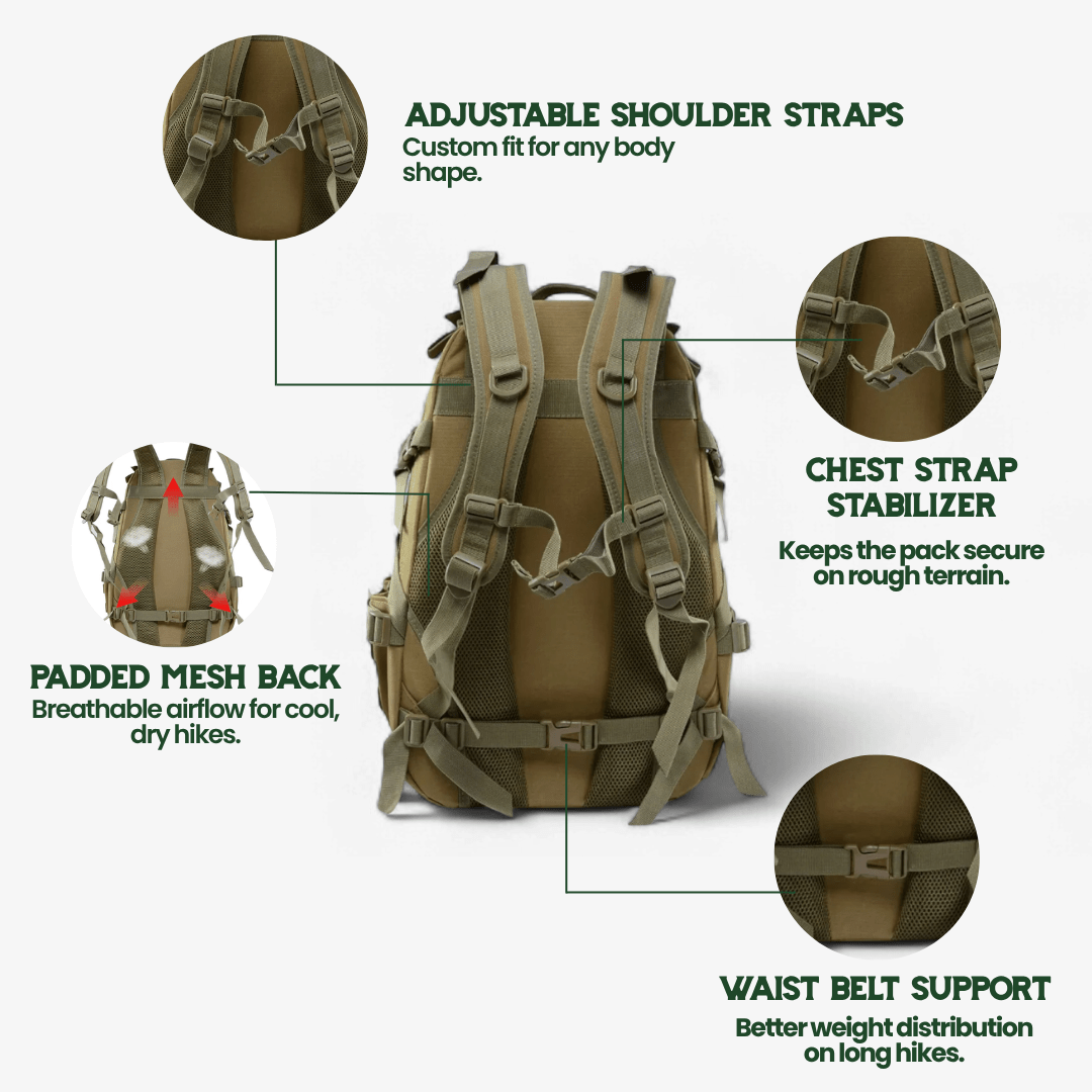BowLift | 40L Outdoor Backpack with MOLLE System & Waterproof Military Construction