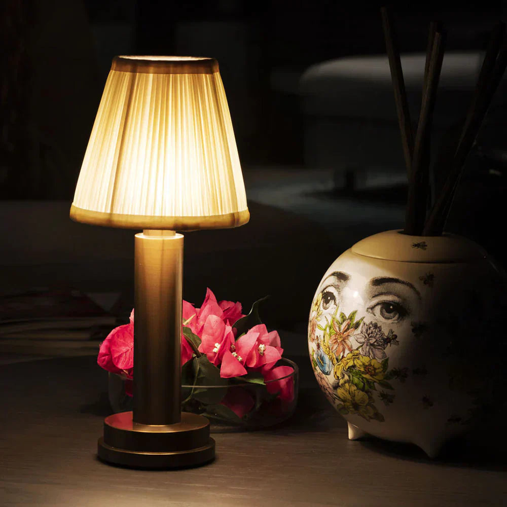 BowLift | Table Lamp with Gold Base and Fabric Shade