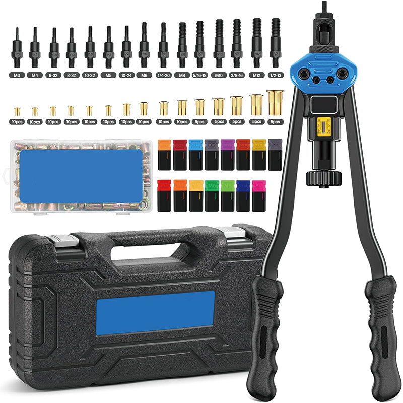 BowLift | 16" Rivet Nut Tool, 125-PCS Rivet Nut Assortment Kit with 15 Metric and SAE Mandrels for Sheet Metal & Automotive Work