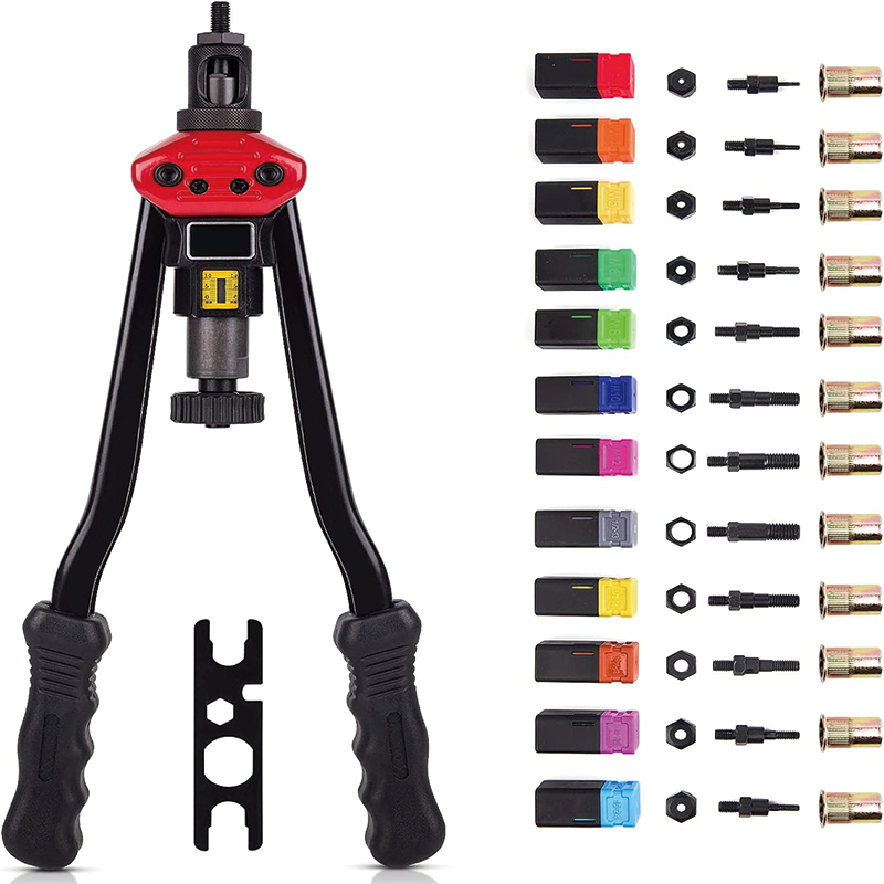 BowLift | 16" Rivet Nut Tool, Rivnut Tool Kit with 11 mandrels+110PCS Rivets Nuts, M3 M4 M5,m6,m8,m10 M12, 10-24, 1/4-20, 5/16-18,3/8-16