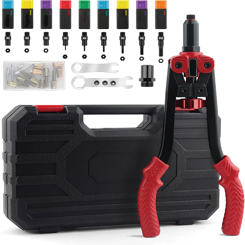 BowLift | 13" Rivet Nut Tool, Rivnut Tool Kit with a Step Drill Bit & 15 Rivet Nuts Assortment Kit 9 Metric Mandrels