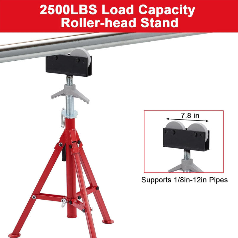 BowLift | 0.5-12 inch Roller Head Pipe Stand 2500lbs Folding Jack Stand  Welding Stand Adjustable Height 28-52INn  Steel Pipe Jacks for Welding