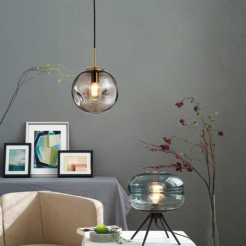 BowLift | Glass Spherical Pendant Light Fixture - Modern Hanging Lamp for Kitchen, Dining Room & Living Spaces