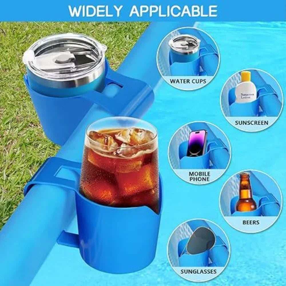 BowLift | AquaGrip Drink Holder | Flexible & Stable | Clip-on Pool Shelf | For Cans & Gadgets