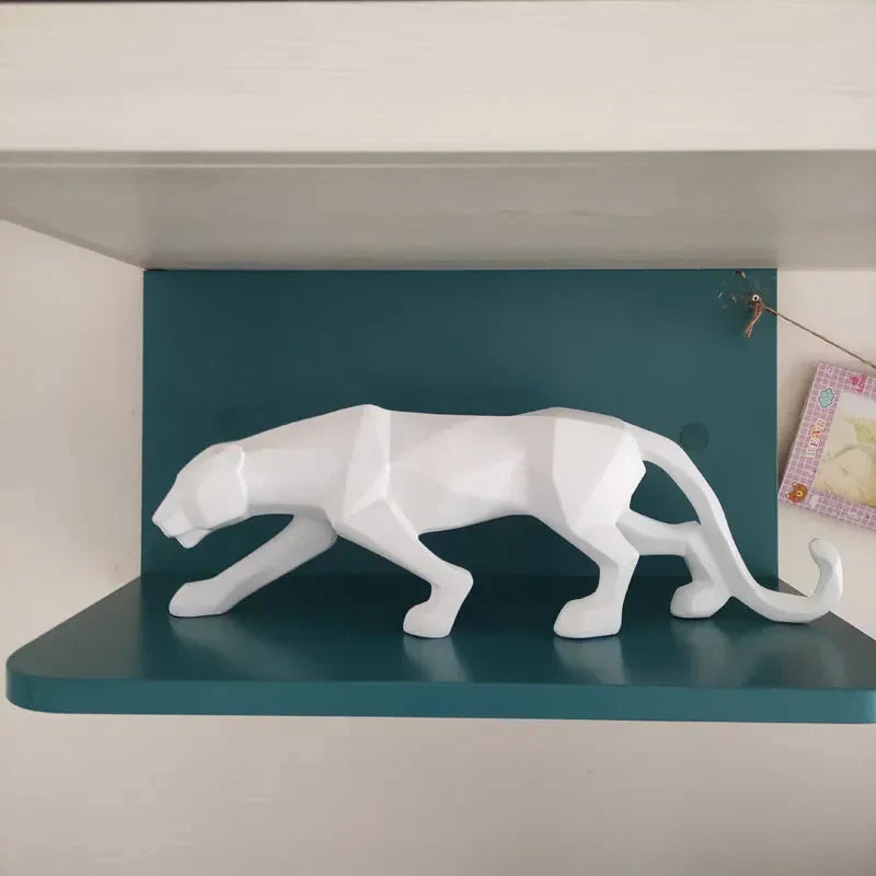 BowLift | Panther Statue, Animal Figure, Abstract Geometric Style, Resin, Leopard Sculpture, Home Office, Desktop Decoration, Crafts