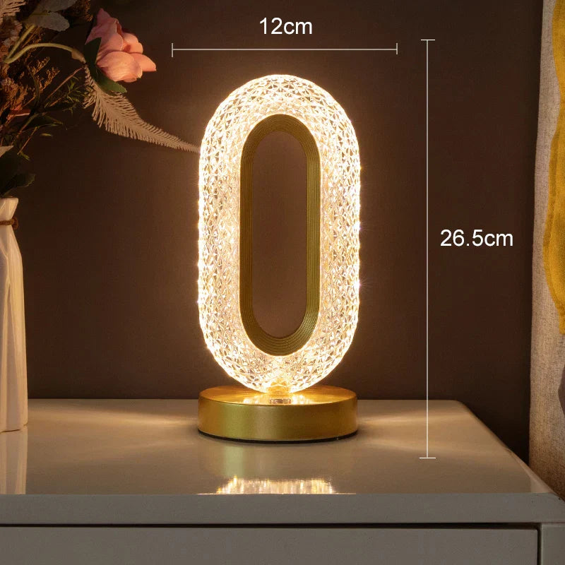 BowLift | Crystal LED Table Lamp: Dimmable, USB Charging, Touch & Remote Control