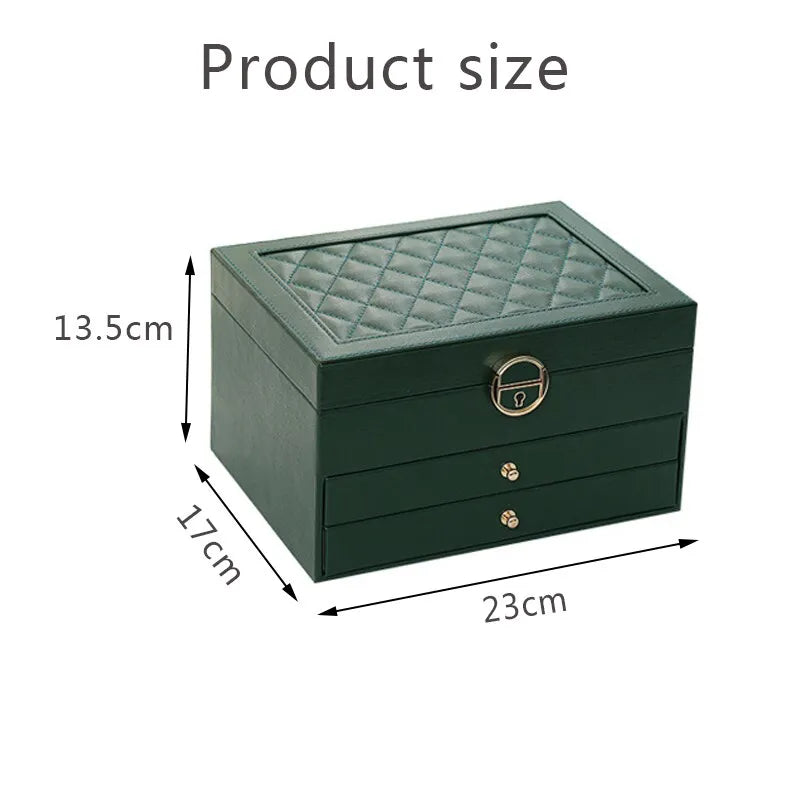 BowLift | Jewelry Box Leather | Lockable Multi-Layer Storage Organizer