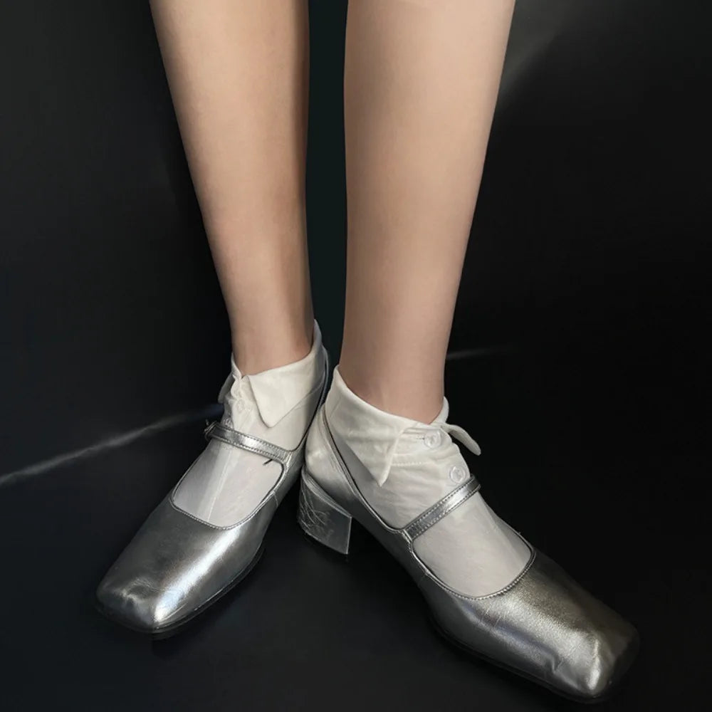 BowLift | Soft Grip Button Ankle Socks