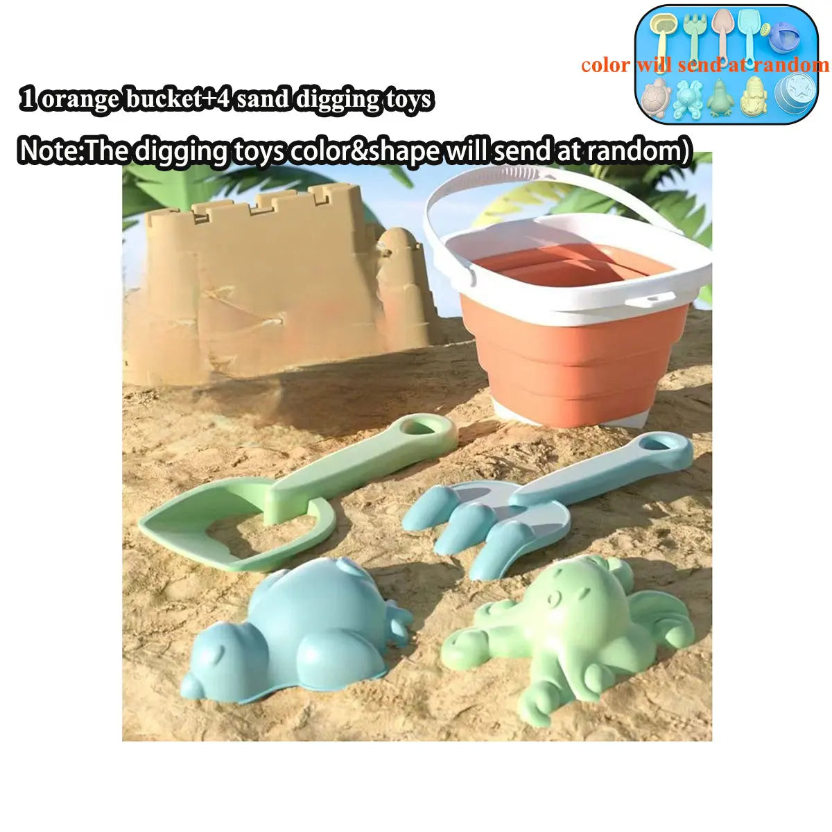 BowLift | PlayaFun Sand play set | Foldable bucket & accessories | Colorful & child-friendly | For beach & garden