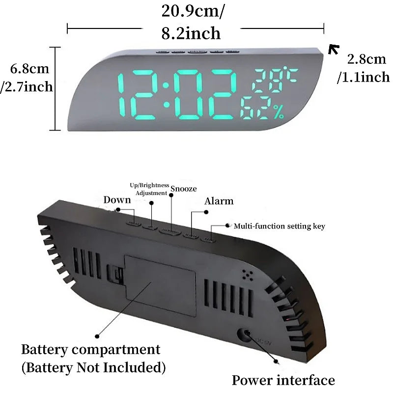 BowLift | LED Digital Alarm Clock with Dual Display & Unlimited Snooze