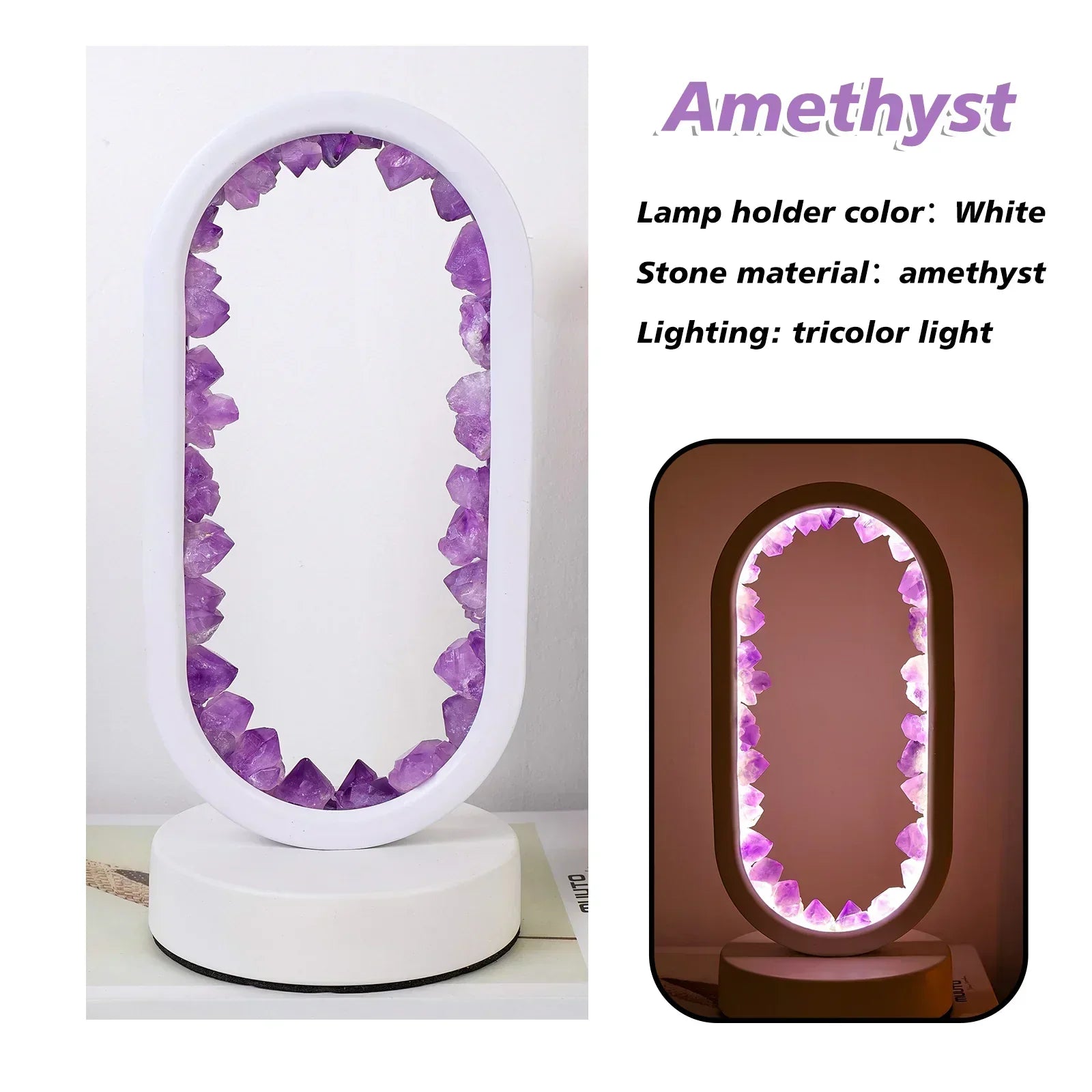 BowLift | AuraStone | Natural Calming Amethyst Serenity Lamp