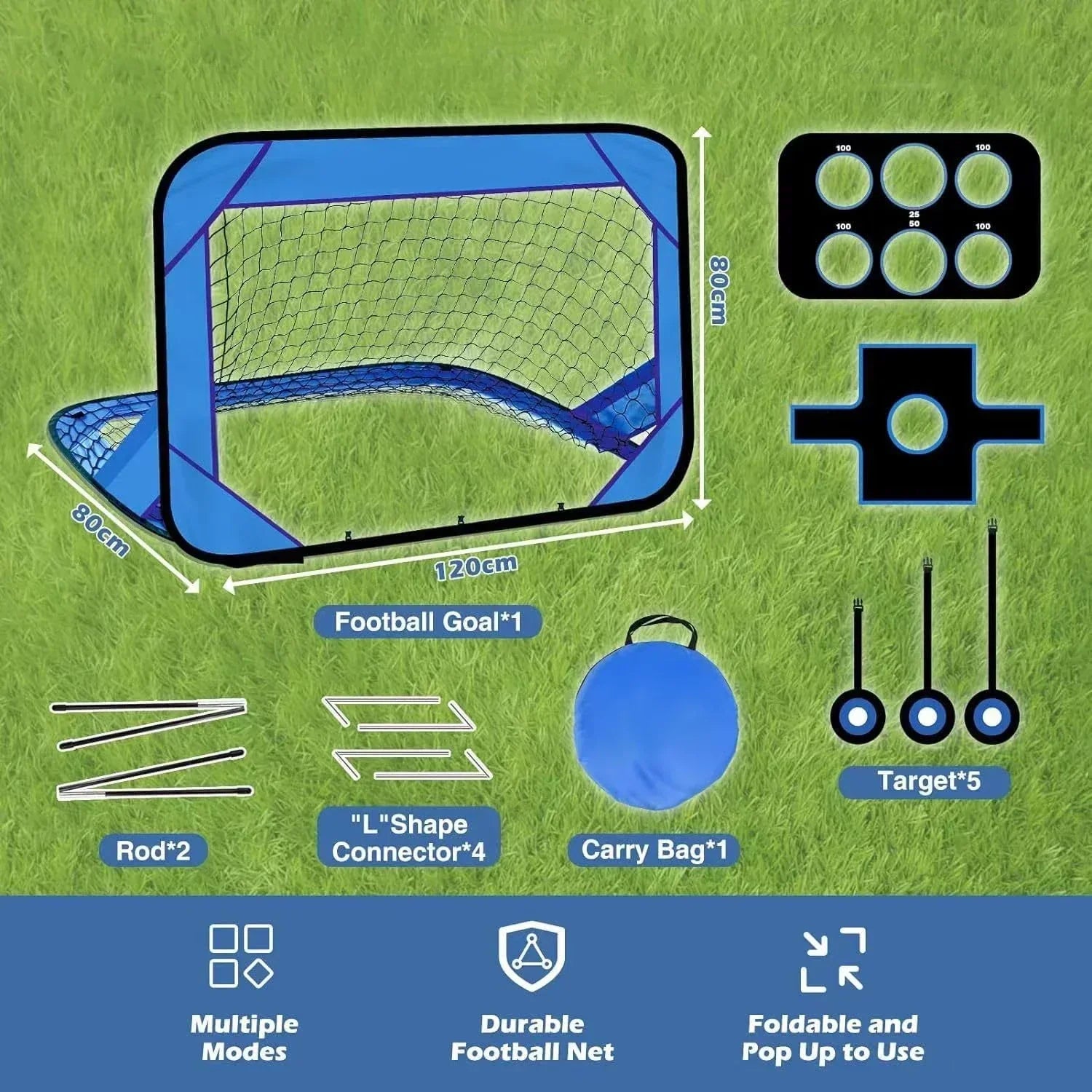 BowLift | PlayMax Foldable Football Goal – Kids 4-in-1 Portable Soccer Net for Training & Outdoor Play