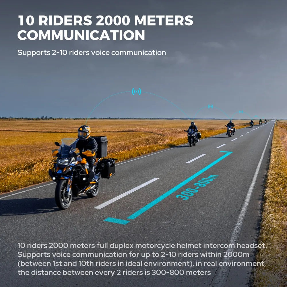 BowLift | Bluetooth Motorcycle Intercom 10 Riders & IP67 Waterproof – RideSync