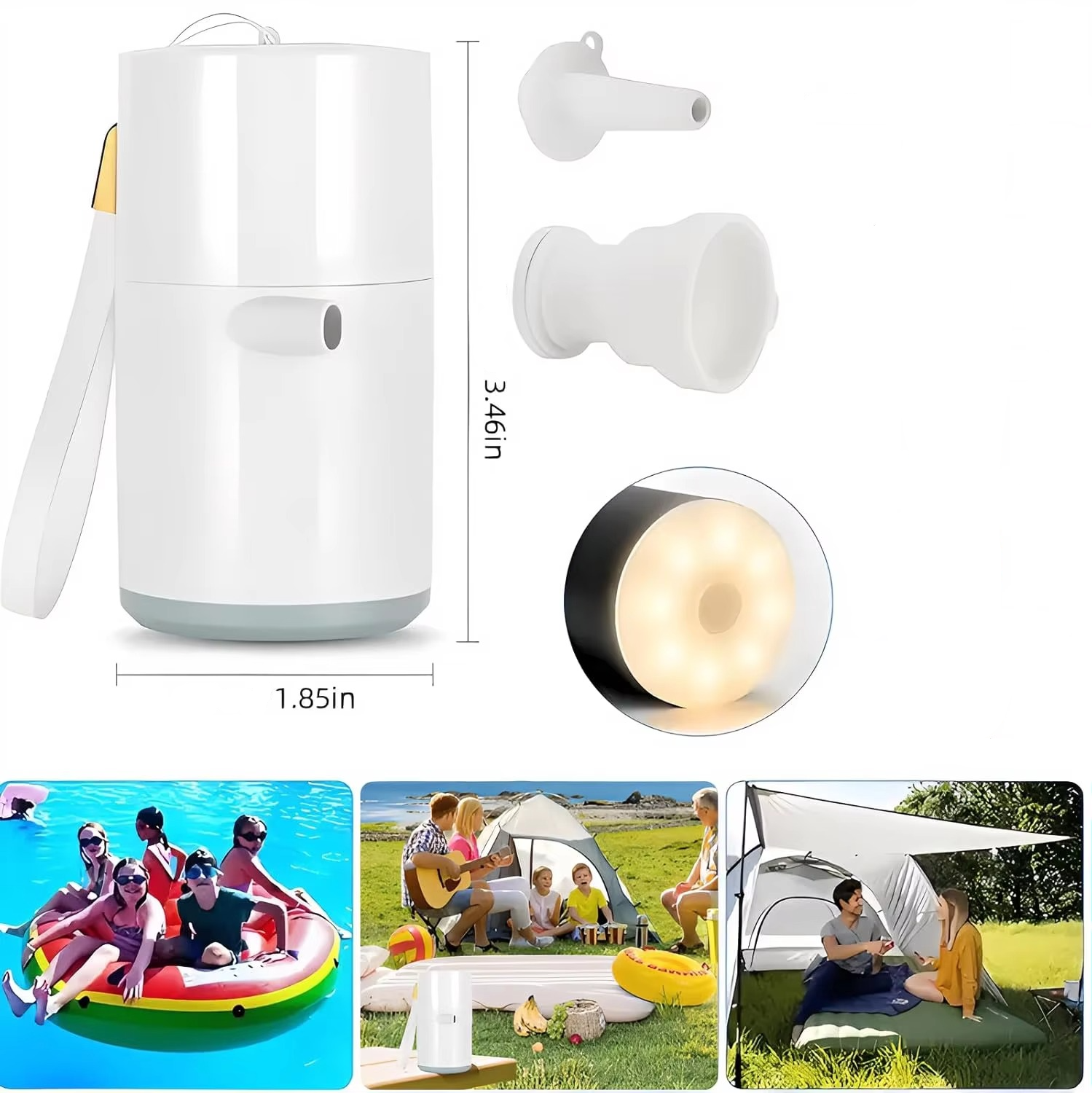 BowLift | Portable Mini Air Pump with Rechargeable SOS Light for Camping and Outdoor Use