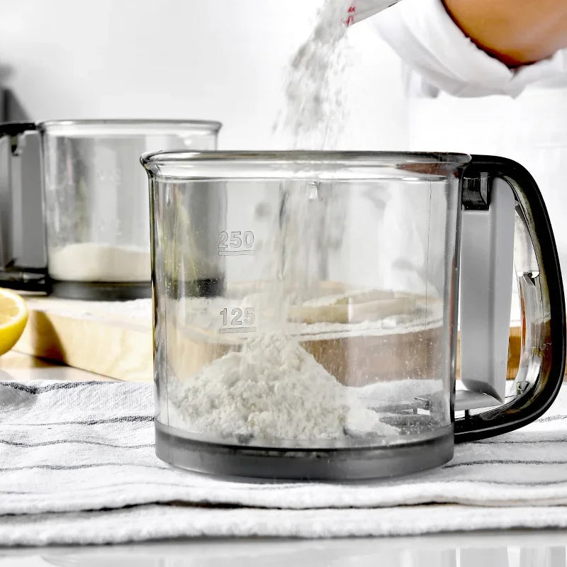 BowLift | Floura Flour Sifter | One-Hand Operation & Fine Mesh | BPA-Free | 250ml for Flour & Confectioner's Sugar