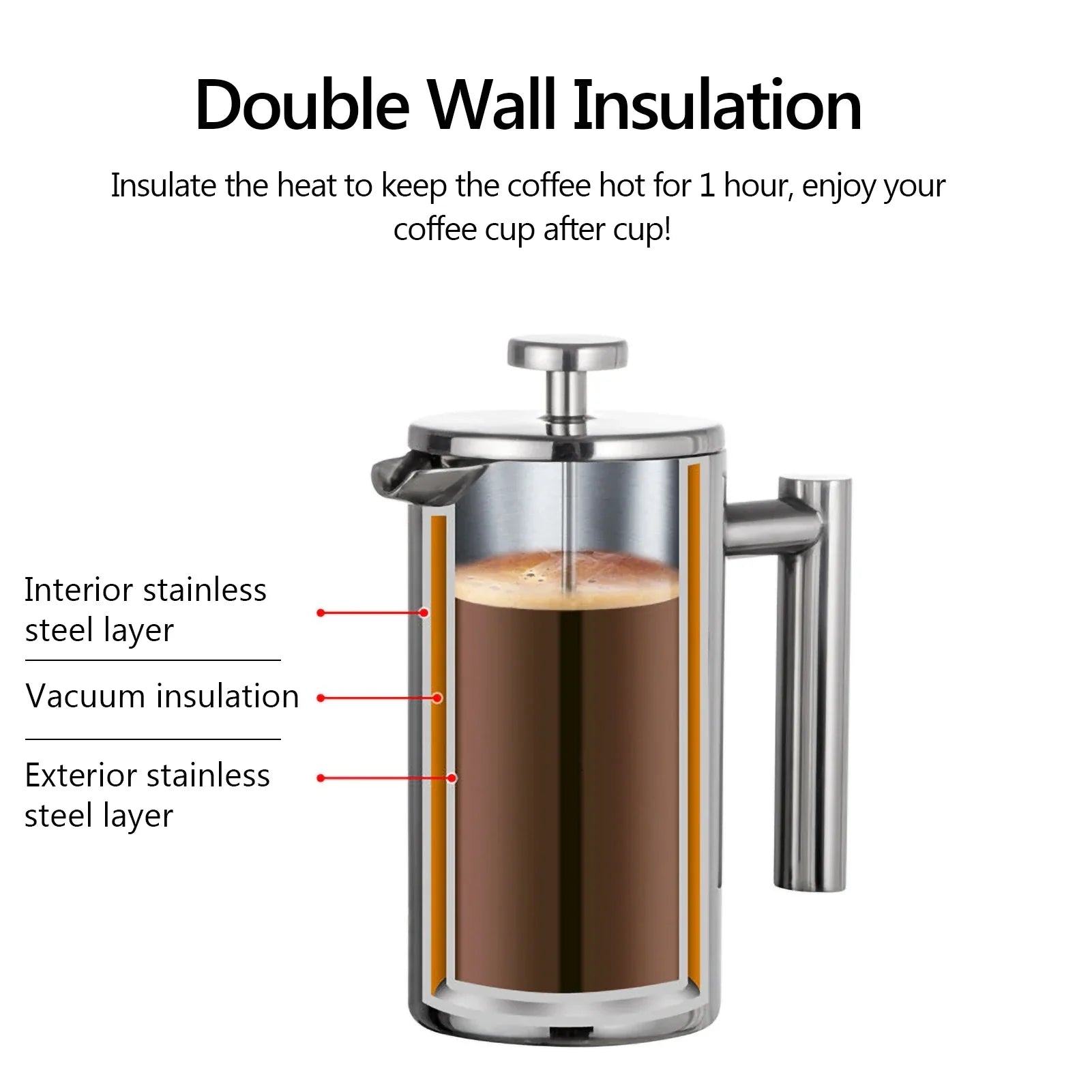 BowLift | Stainless Steel French Press Coffee Maker