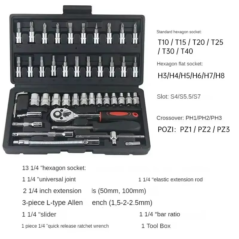 BowLift | 46 or 53 Piece Automotive Socket and Torque Wrench Repair Tool Set
