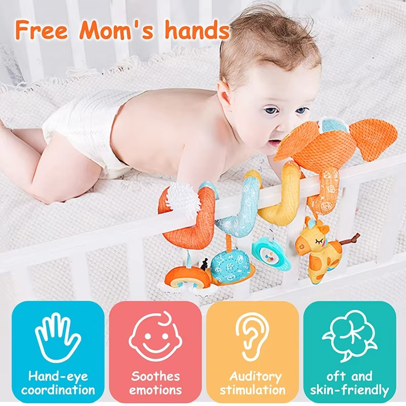 BowLift | Elephant Spiral Sensory Activity Toy for Car Seat, Stroller, and Crib