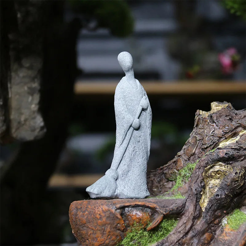 BowLift | Buddha Stone Statue Small Buddhist Monks Tibetan Buddhism Figures Zen Garden Ornament Meditation Home Aquarium Decoration