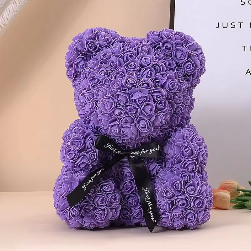 BowLift | 9.8in Artificial Rose Teddy Bear Gift with Display Box - Romantic Anniversary or Valentine's Day Decor