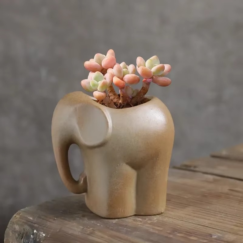 BowLift | Handcrafted Animal Ceramic Succulent Pots, Small Breathable Desktop Planters