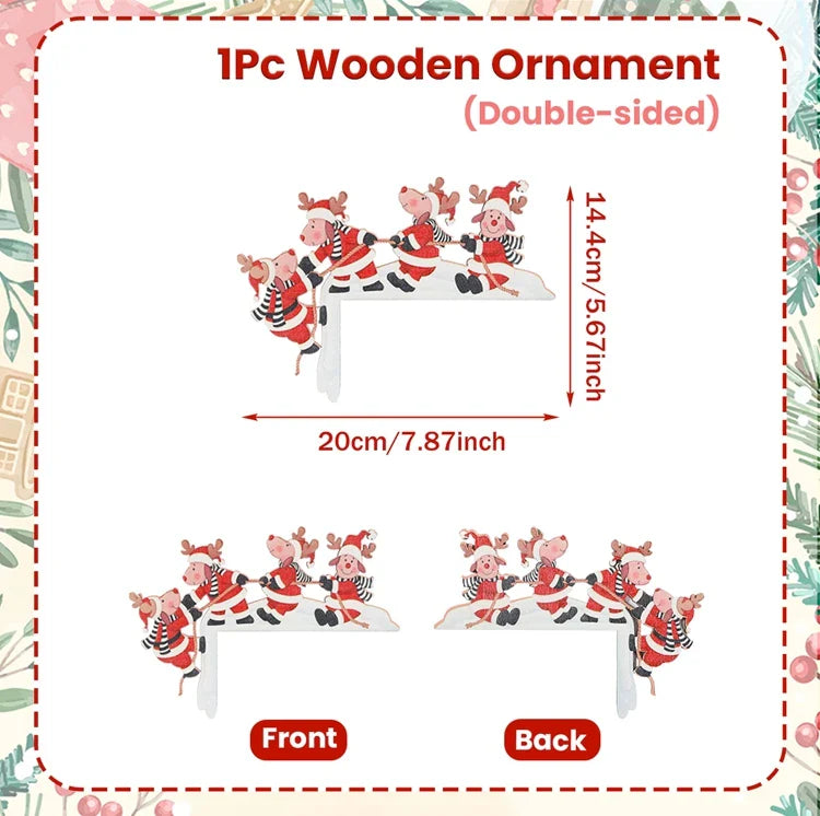 BowLift | Christmas Wooden Decoration FrostiHome | Santa Claus & Snowman | Wooden Door Sign & Corner Decoration | Christmas & New Year 2026