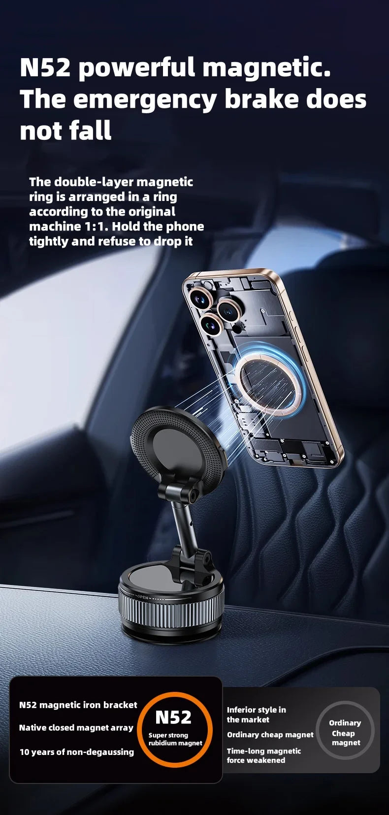 BowLift | 360° Rotatable Vacuum Magnetic Phone Holder