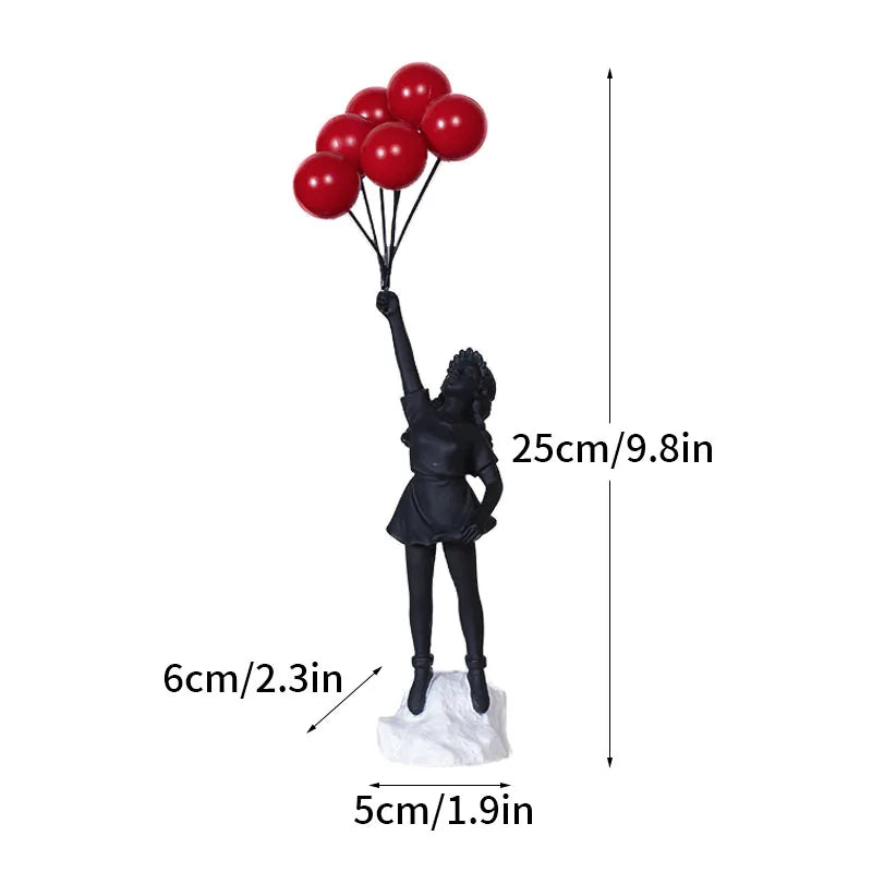 BowLift | Dropshipping Banksy Sculpture Collection Flower Thrower Statue Pop Art Modern Balloon Girl Figurine Office Home Decoration