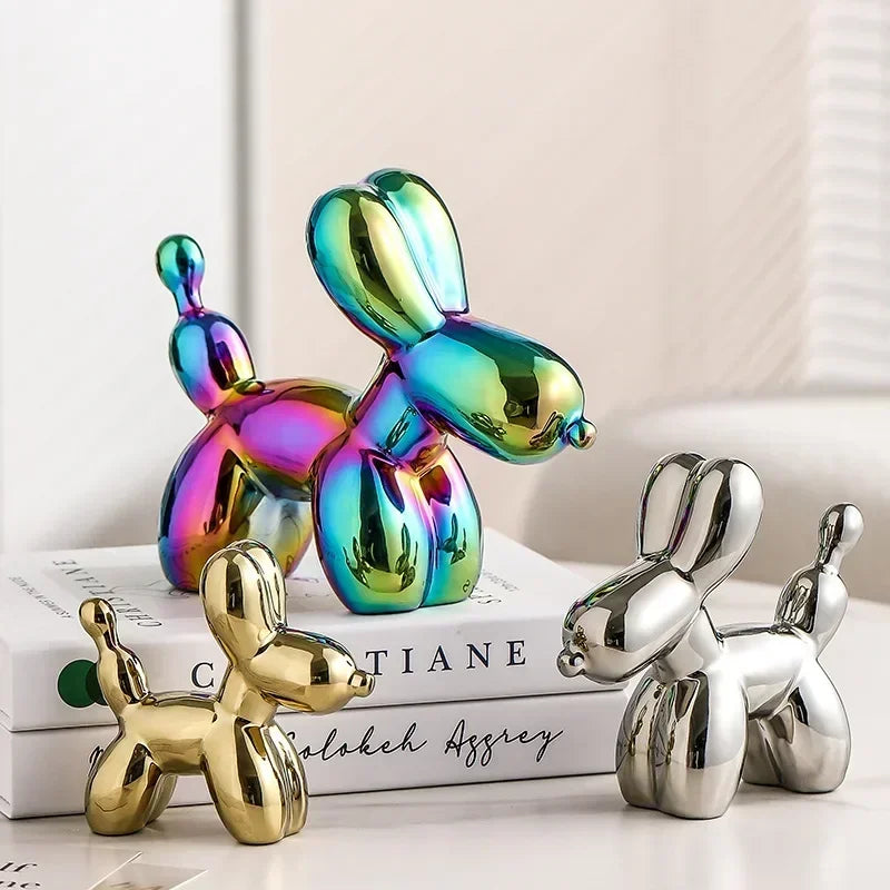 BowLift | Nordic Ceramic Balloon Dog Sculpture Gold Animal Decorations Statue Living Room Ornaments Creative Desktop Ornament Home Decor