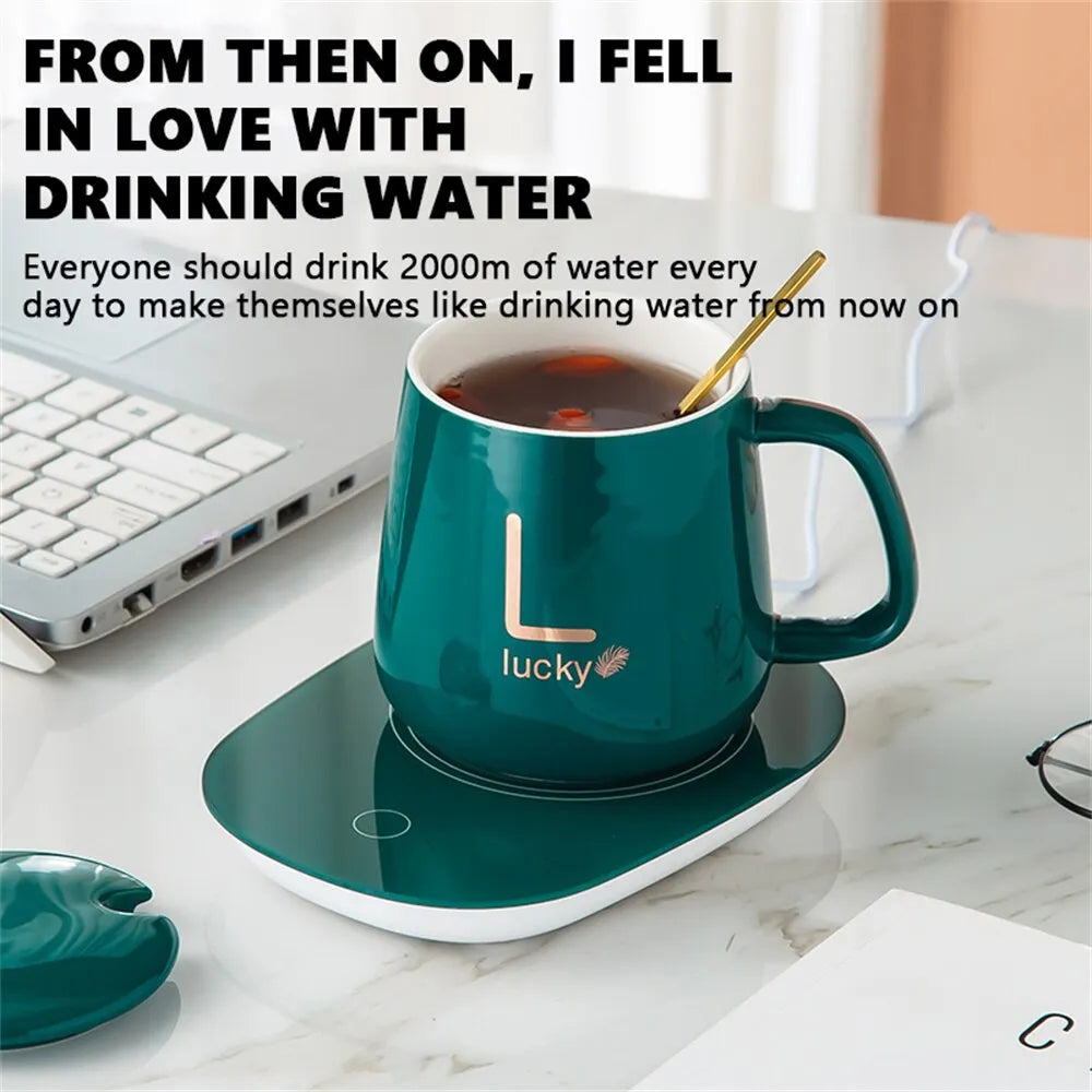 BowLift | Smart Ceramic Mug Heater Cup Coaster Warmer Thermostat Coffee Heating Electric Mug Set Milk Tea Heating Water Home Office Gift