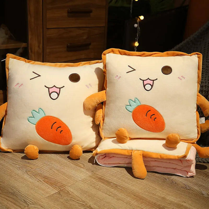 BowLift | Playful Cartoon Toast Foldable Travel Pillow Blanket