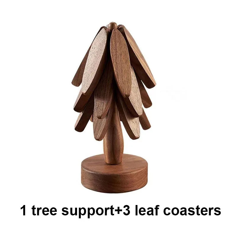 BowLift | Wooden Tree Heat Resistant Coaster Set