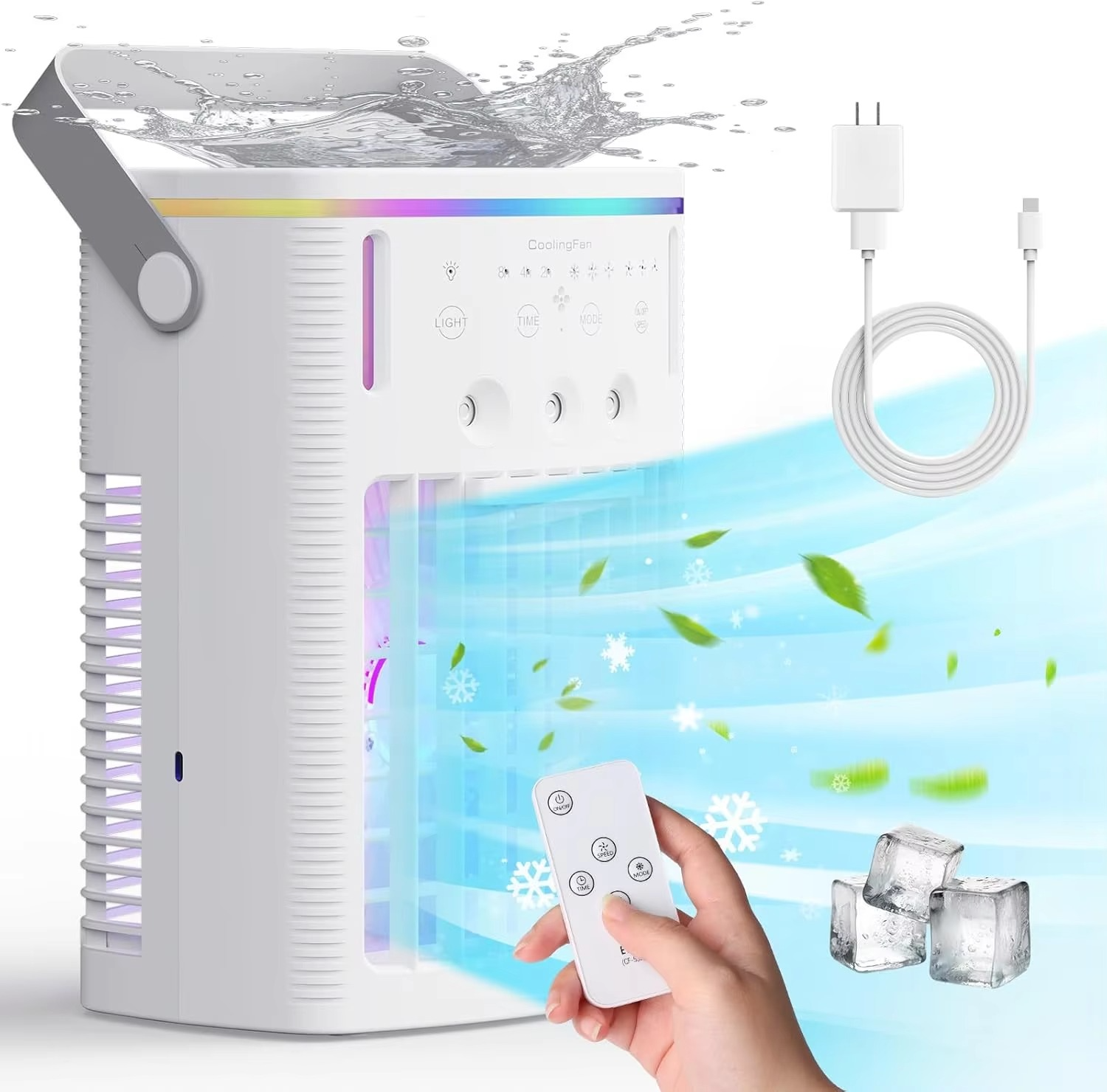 BowLift | Compact 3-Speed Air Cooler with Remote, Timer, Night Light, and Mist Modes