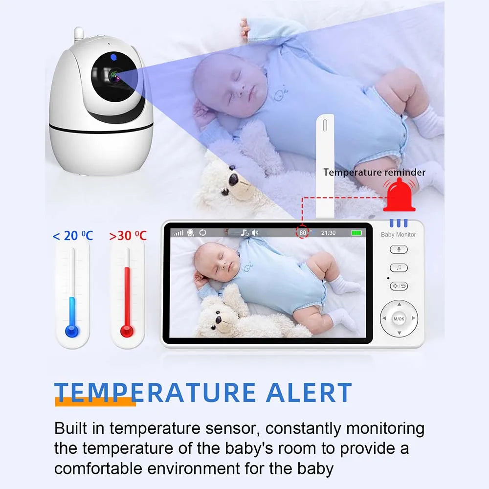 BowLift | 5-Inch HD Video Baby Monitor with Camera, PTZ Zoom and Night Vision