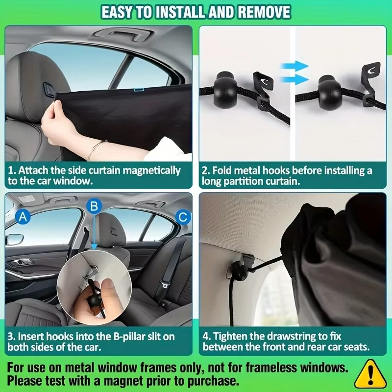 BowLift | 4-Piece Car Window Privacy Curtain Set with Rear Divider and Storage Bag