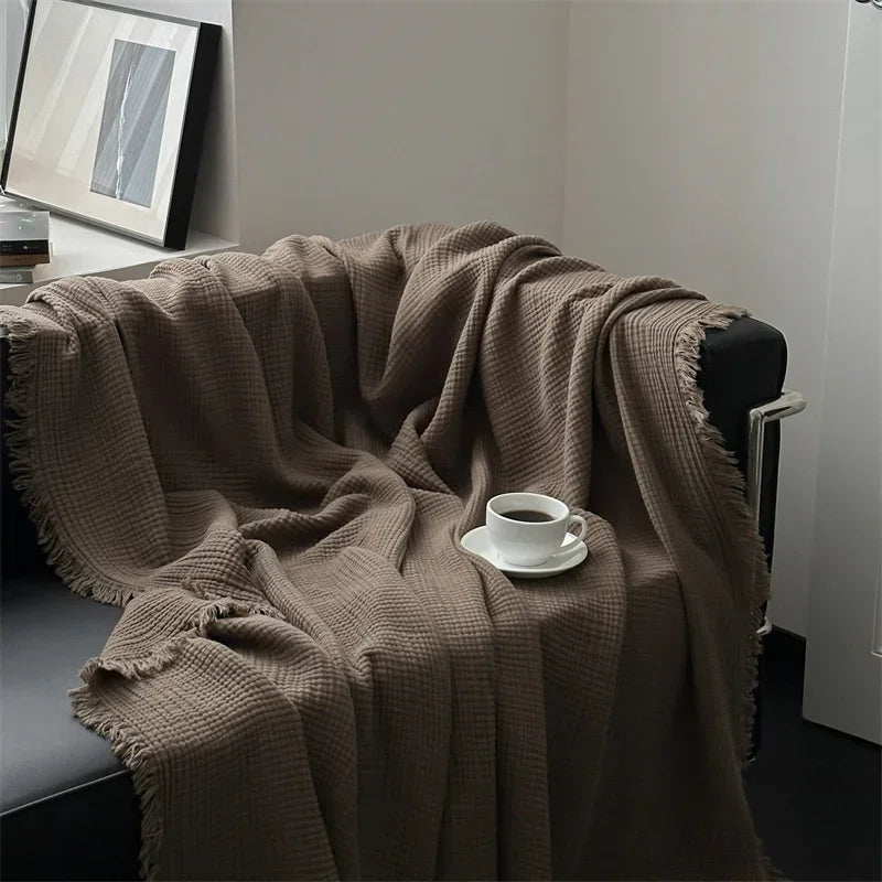 BowLift | Solid color cotton sofa blanket