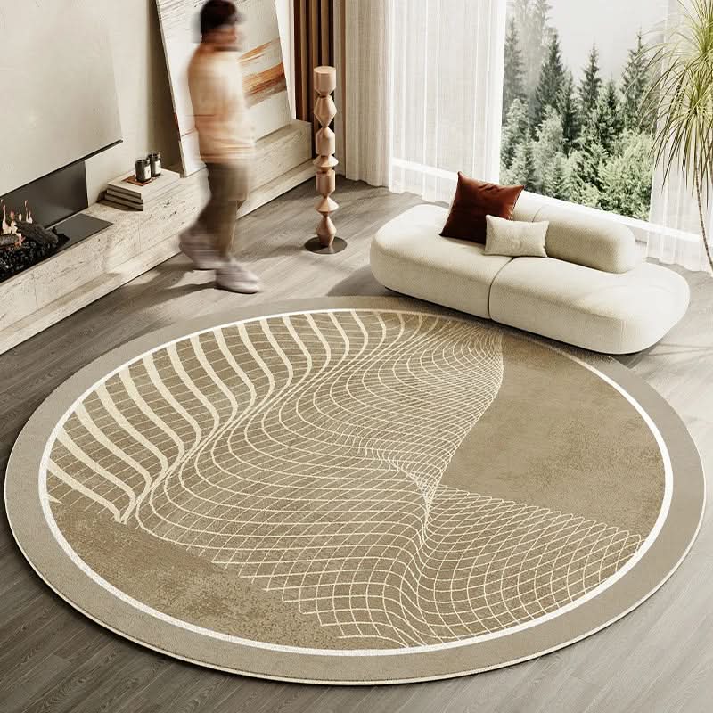 BowLift | Japanese Style Round Striped Rug Thick Washable with Non-Slip Backing
