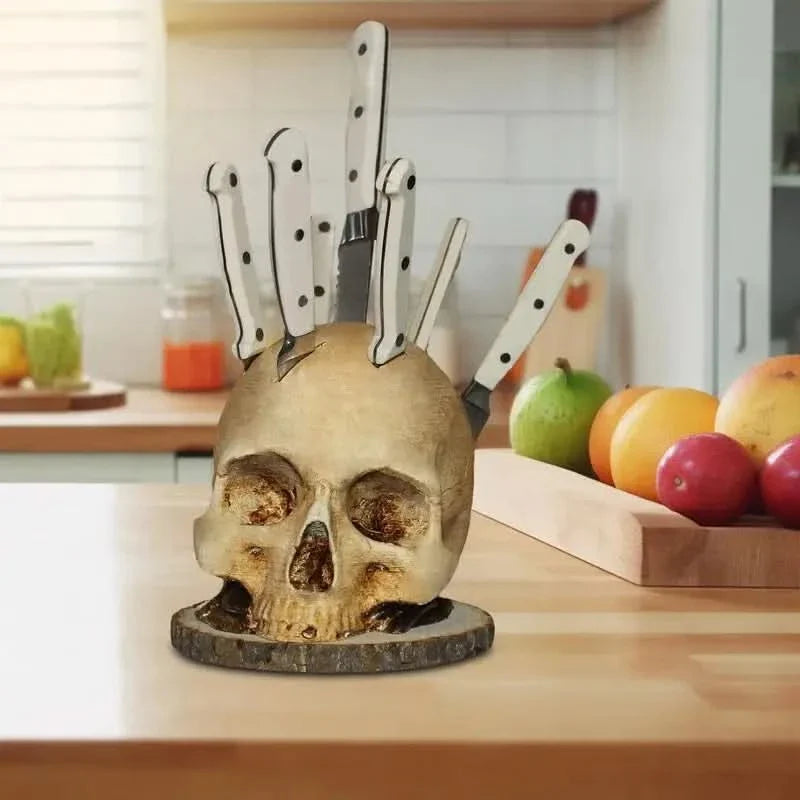 BowLift | Gothic Skull Knife Holder Kitchen Decor Rack