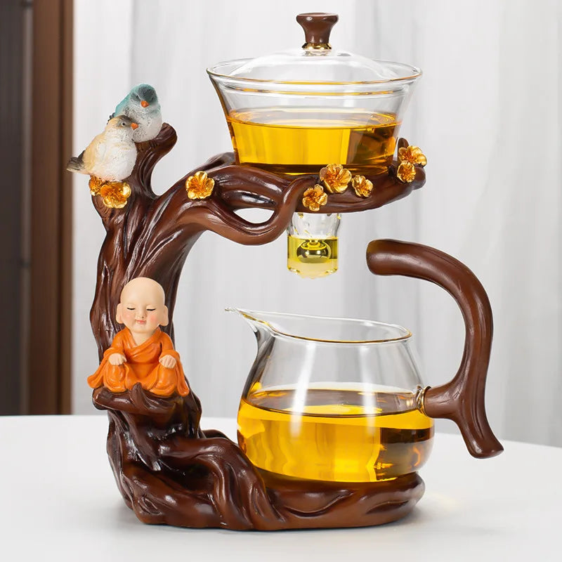 BowLift | Kung Fu Teapot Household Magnetic Extraction Semi-Automatic Lazy Tea Preparation Tool Glass Tea Set