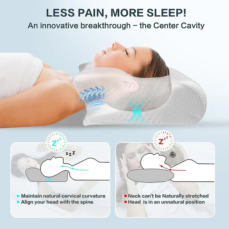 BowLift | Memory Foam Cervical Pillow | Ergonomic 2-in-1 Design for Neck Pain Relief & Comfortable Sleep