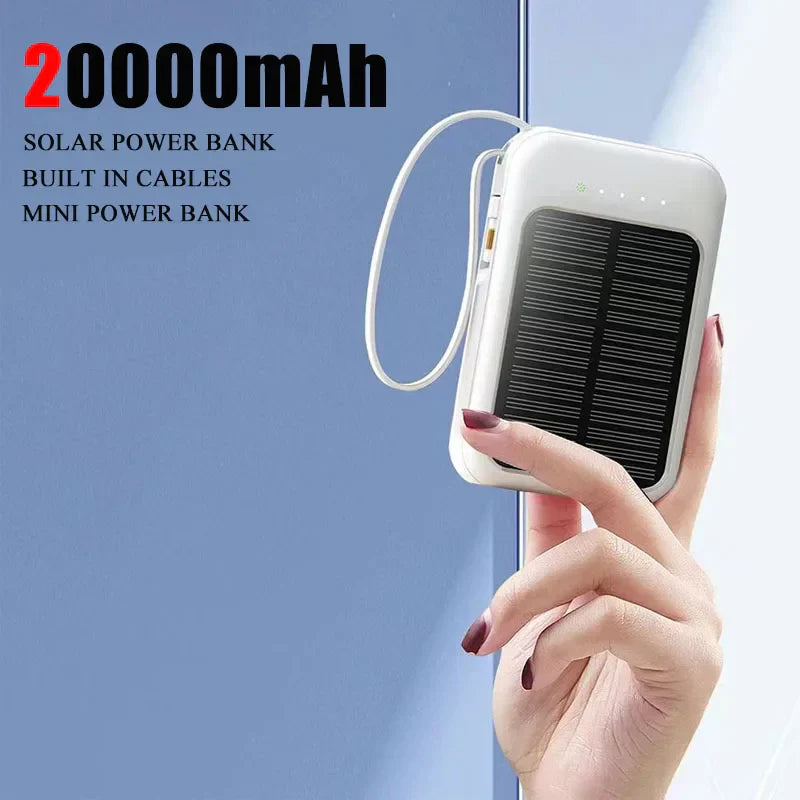 BowLift | PowerVolt Max 20K | Solar-powered power bank | 4 charging cables integrated | LED flashlight