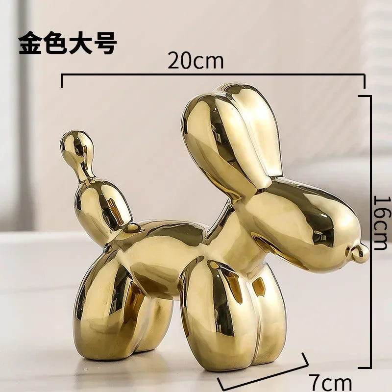 BowLift | Nordic Ceramic Balloon Dog Sculpture Gold Animal Decorations Statue Living Room Ornaments Creative Desktop Ornament Home Decor