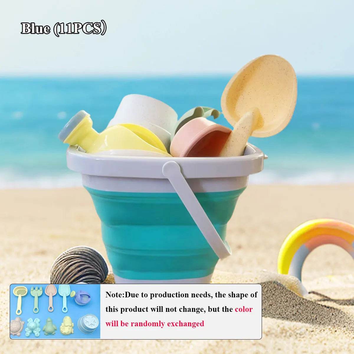 BowLift | PlayaFun Sand play set | Foldable bucket & accessories | Colorful & child-friendly | For beach & garden