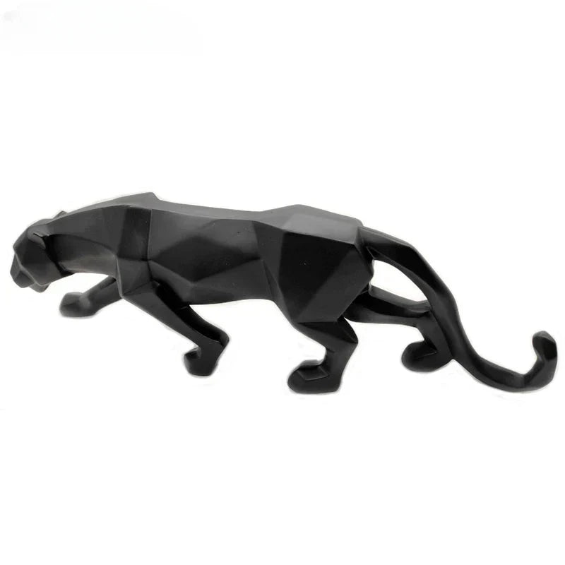 BowLift | Panther Statue, Animal Figure, Abstract Geometric Style, Resin, Leopard Sculpture, Home Office, Desktop Decoration, Crafts